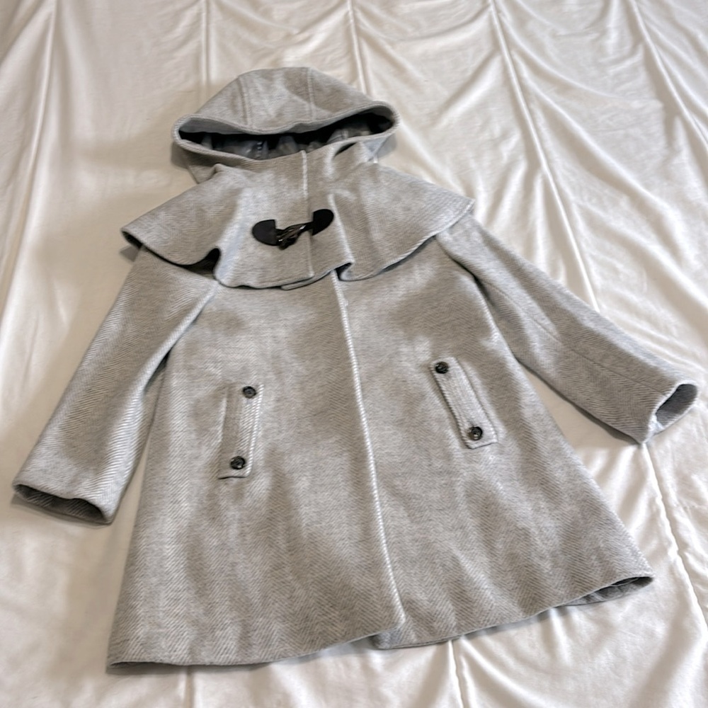 Nicholas & Bears Herringbone Wool Jacket With Removable Hood Size 6